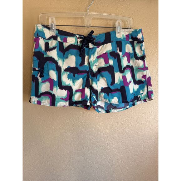 Patagonia Wavefarer Boardshorts Womens 8 Teal Purple Swim Shorts - Picture 1 of 6